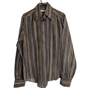 Mens Dolce & Gabbana Shirt Medium Italy Stripe Vintage Half Button Placket  1636